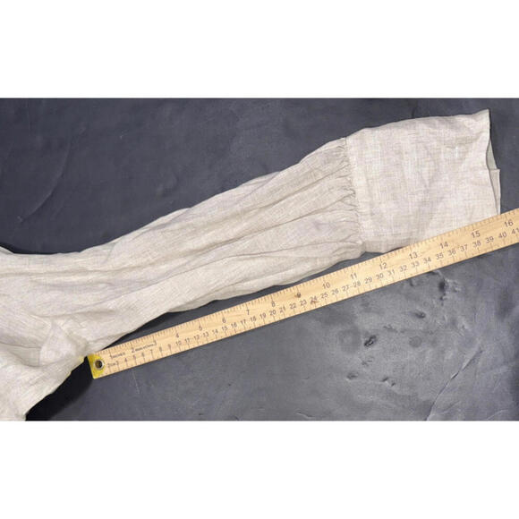 Massimo Dutti Beige Linen Oversized Minimalist Organic Natural Button Up Blouse - Picture 7 of 15